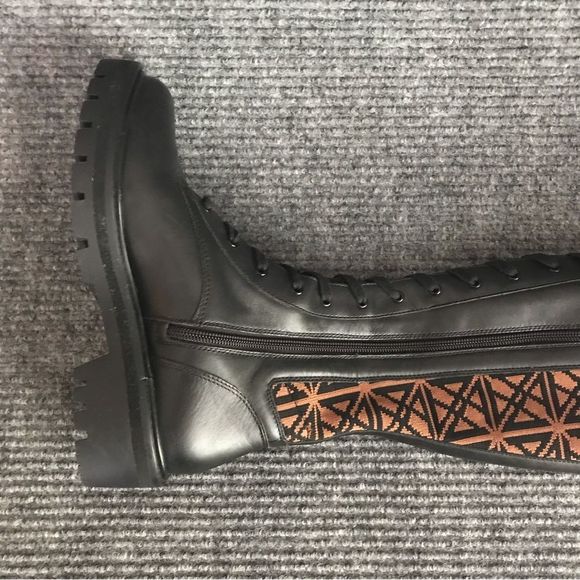 Antonio Melani Boots Women's Size 6 Black Logo Print Tall Combat Lug Sole - Picture 11 of 15